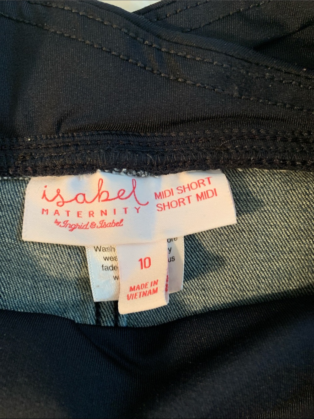Isabel Maternity by Ingrid & Isabel Blue Denim Shorts with Black Belly Panel - Picture 3 of 4